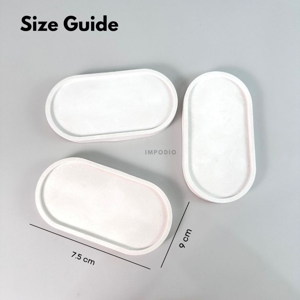 IMPODIO Concrete Tray Tatakan Bentuk Oval - Aesthetic Cement Coaster Dekorasi Rumah -  Properti Foto Produk