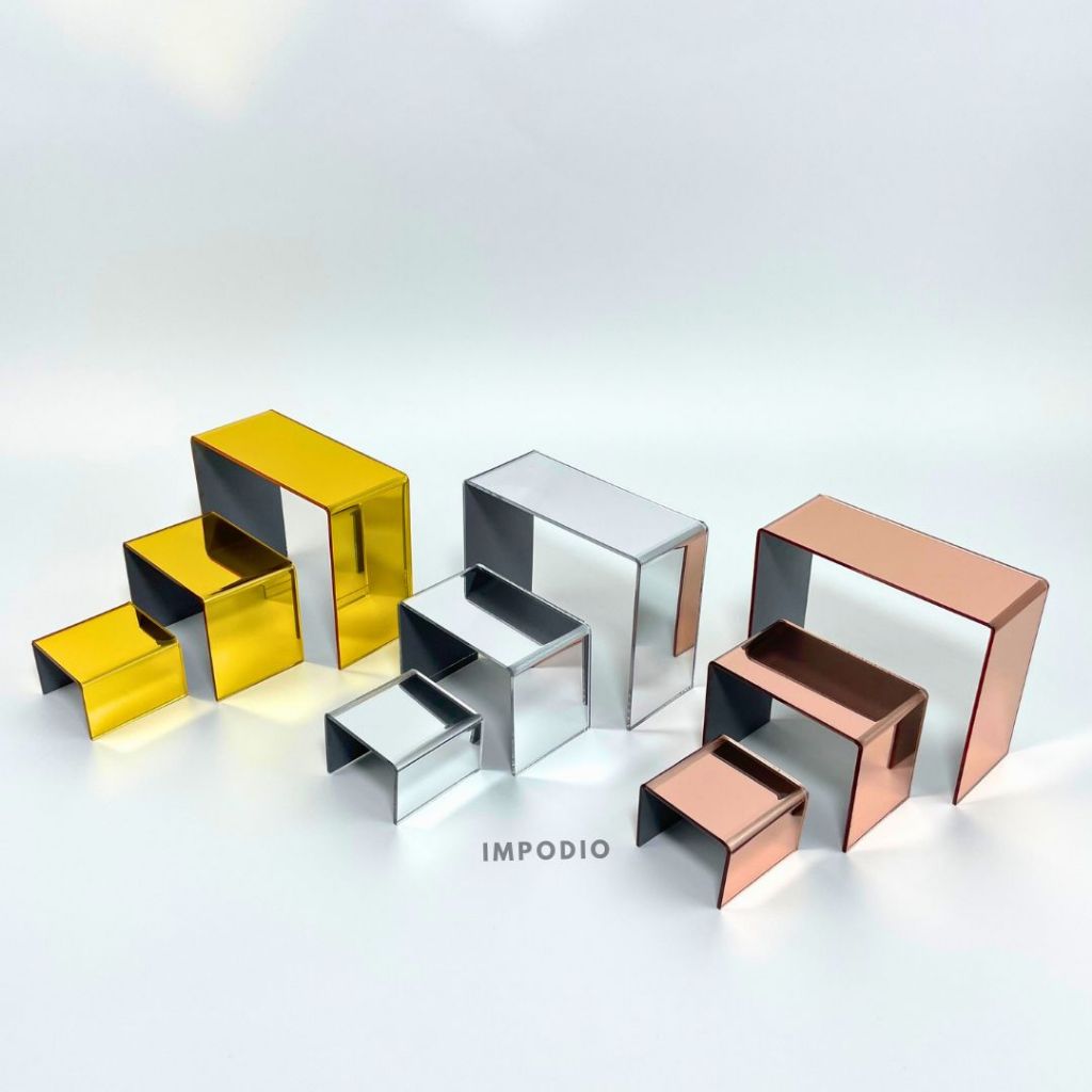IMPODIO Acrylic Set Tangga Mirror 3 Variant Warna - Podium Display Akrilik Foto Produk