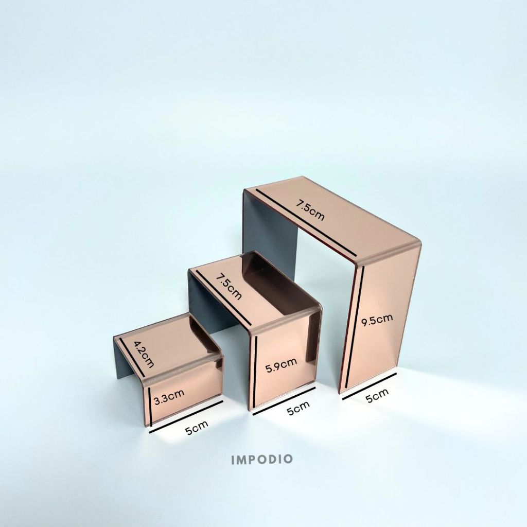 IMPODIO Acrylic Set Tangga Mirror 3 Variant Warna - Podium Display Akrilik Foto Produk