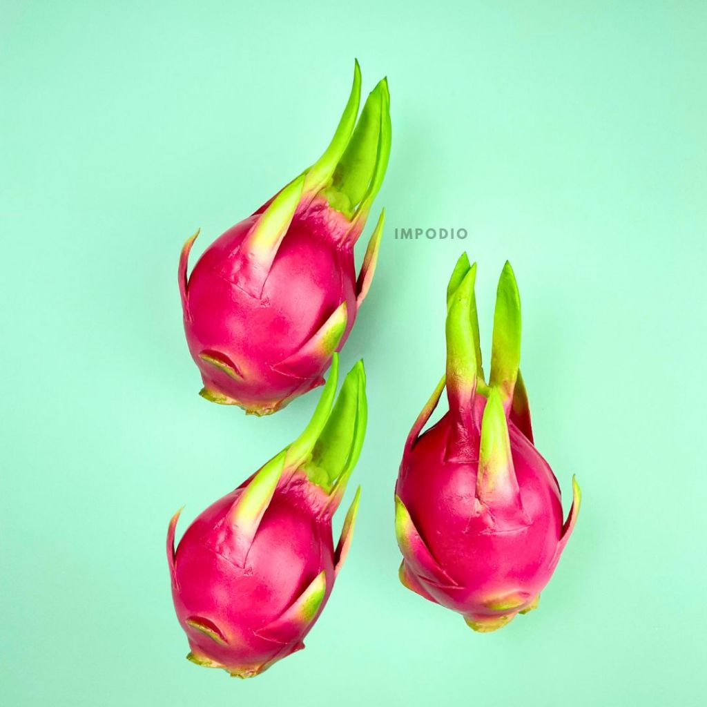 IMPODIO Buah Naga Full Size Artificial Palsu - Properti Foto Produk Dekorasi Makanan
