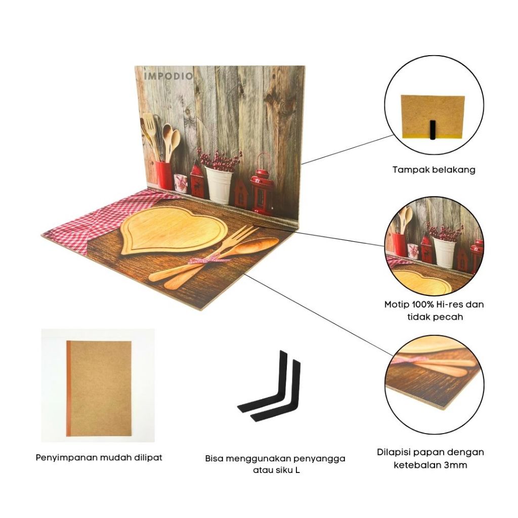 IMPODIO Alas Foto Lipat Motif Marble Ukuran A3 SMALL - background backdrop photo waterproof