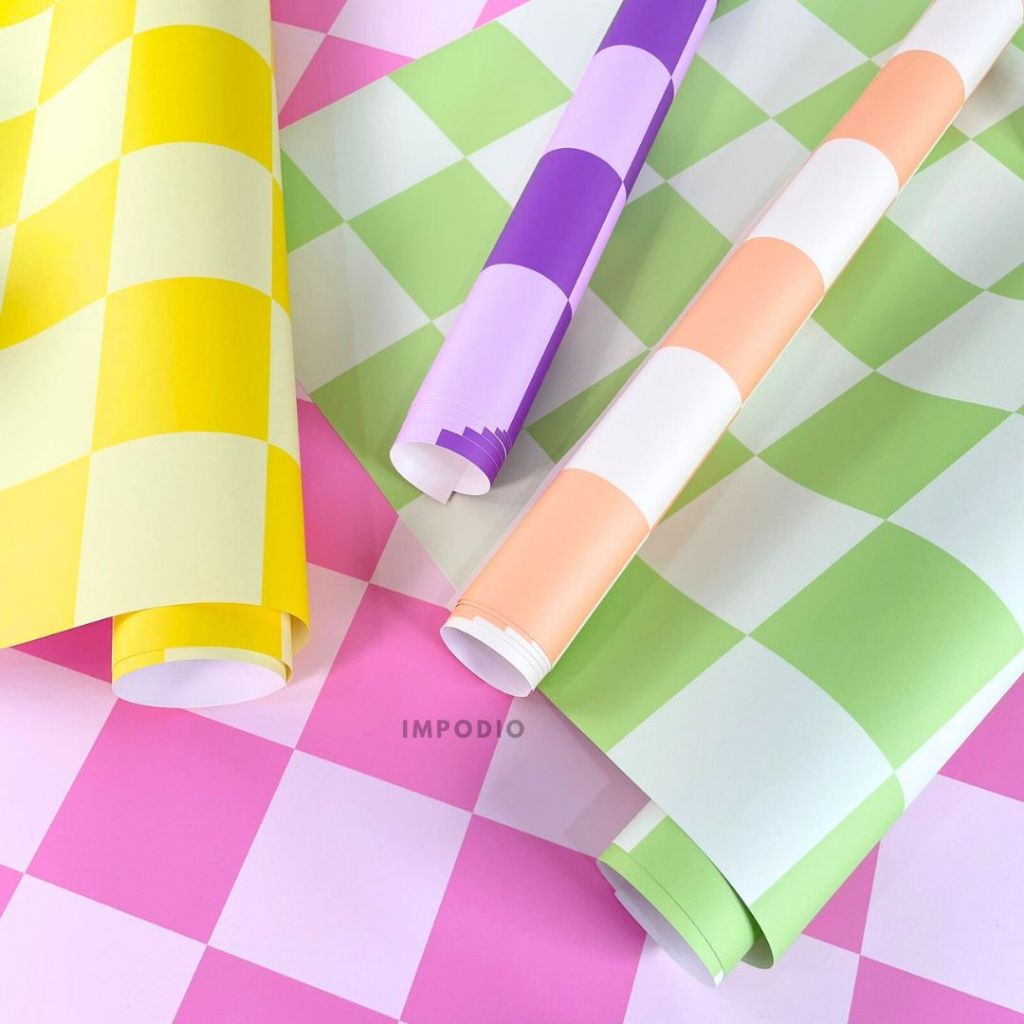 IMPODIO Background Paper Checkered Kotak-Kotak Ukuran 50x75cm - Alas Backdrop Seamless Photography