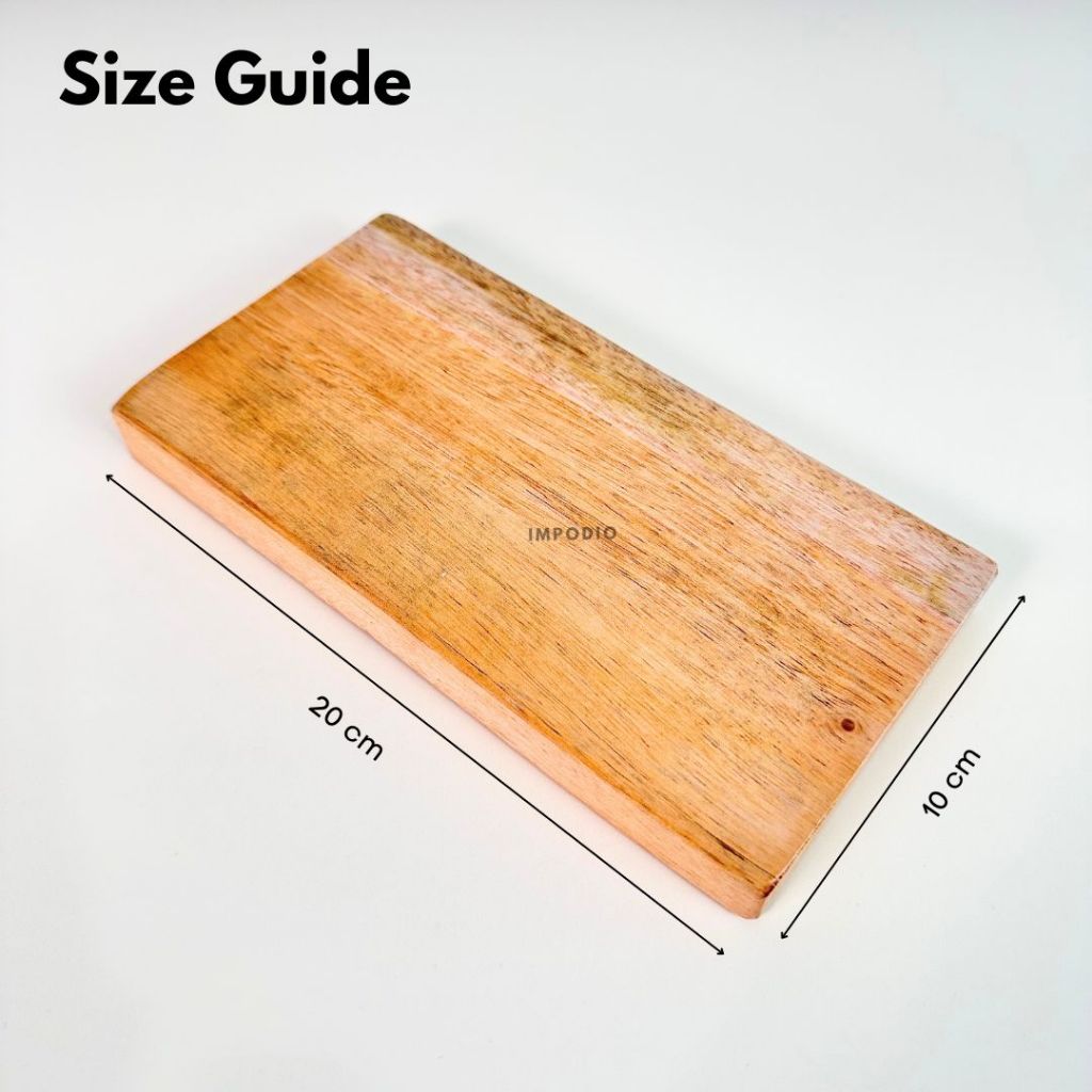 IMPODIO Tatakan Kayu Serbaguna 20x10 cm - Wooden Coaster Wadah Makanan Minuman Props Foto Produk