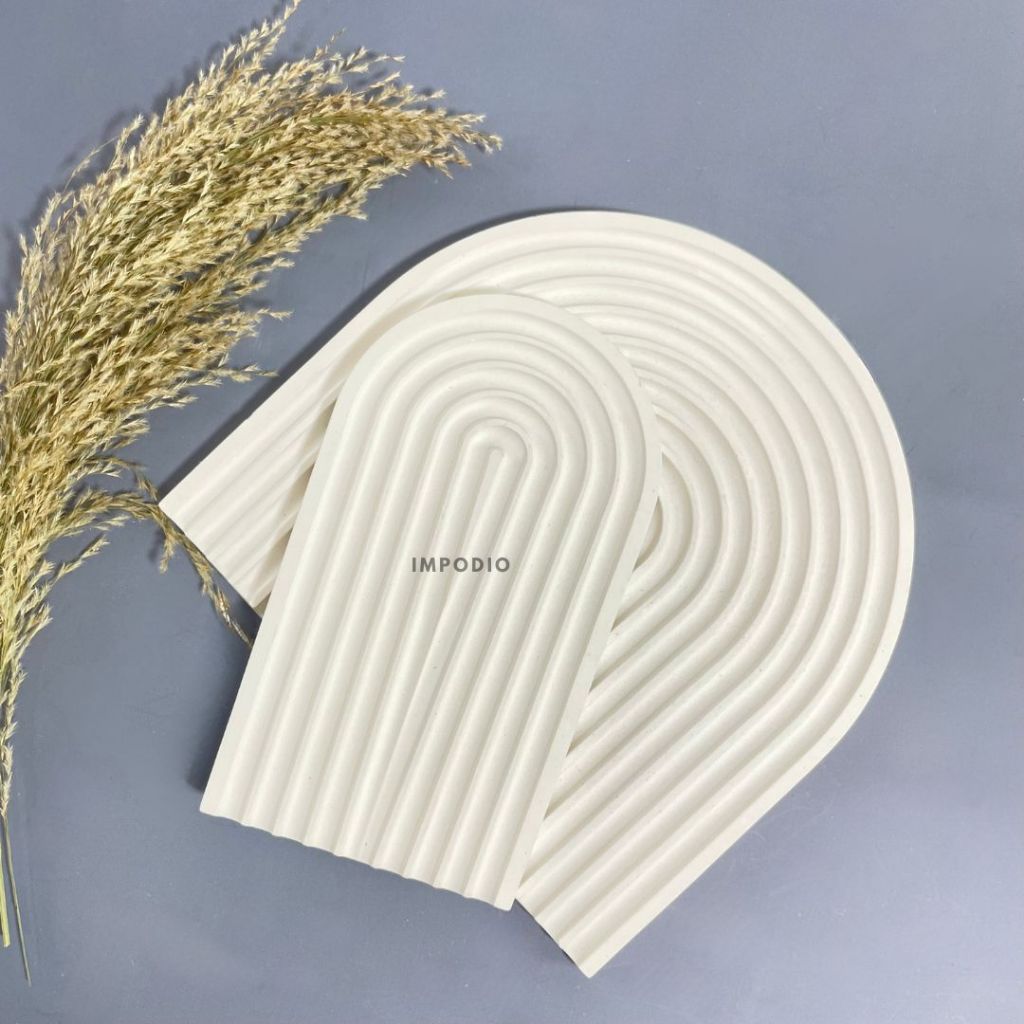 IMPODIO Dekorasi Unik 4 Pcs Arch & Wave Concrete – Perfect untuk Showcase Produk