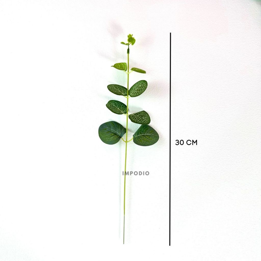 IMPODIO Daun Eucalyptus Artifical per satu Tangkai - Eucalyptus palsu Merah dan putih
