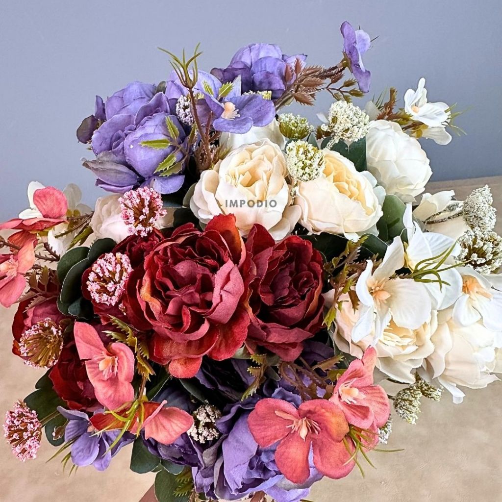 IMPODIO Bunga Peony Artificial Palsu - Fake Flower Bouquet Hiasan Rumah Dekorasi Foto Produk