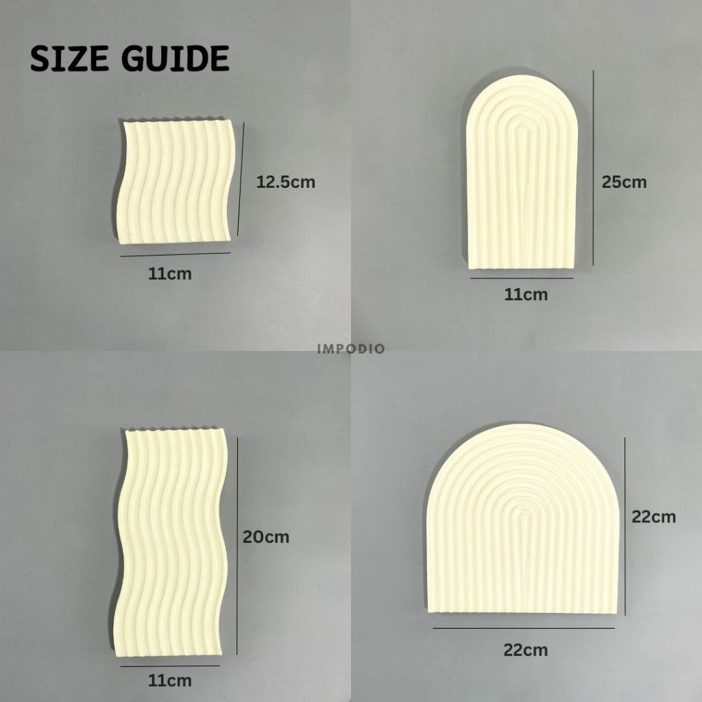 IMPODIO Dekorasi Unik 4 Pcs Arch & Wave Concrete – Perfect untuk Showcase Produk