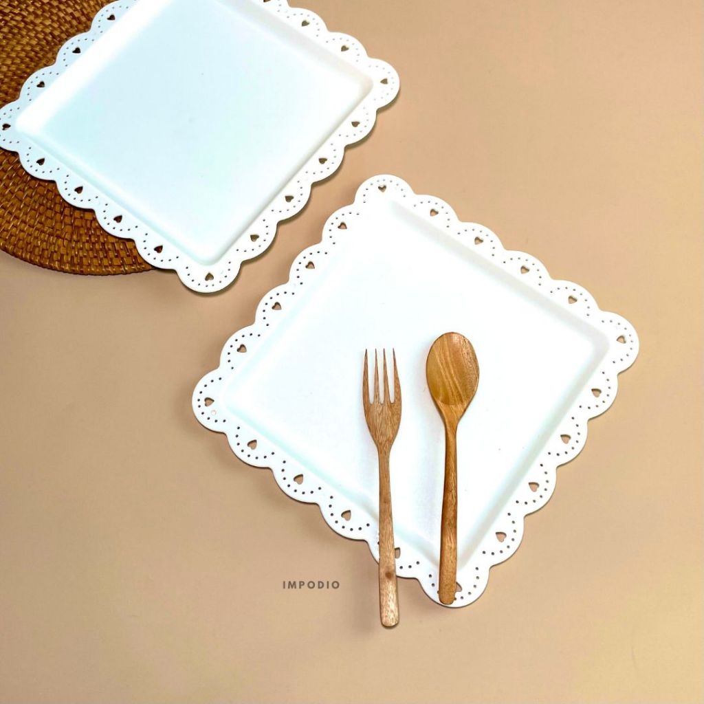 IMPODIO Nampan Piring Plastik Kotak Square - Wadah Tray Makanan Props Foto Produk