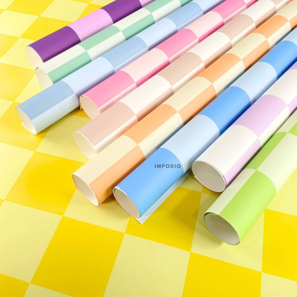 IMPODIO Background Paper Checkered Kotak-Kotak Ukuran 50x75cm - Alas Backdrop Seamless Photography