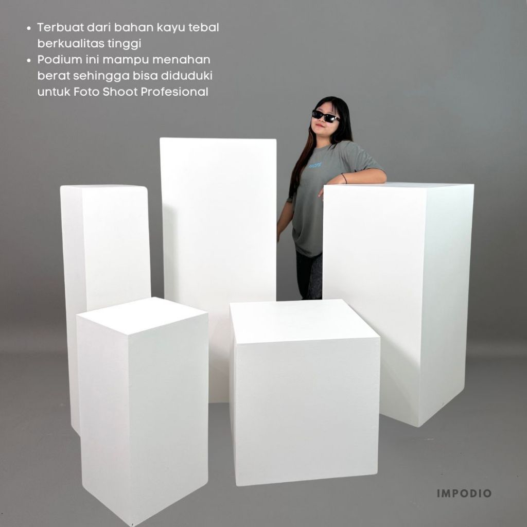 IMPODIO Kotak podium kubus SUPER JUMBO 120x50x50 cm - kokoh dan kuat bisa tahan 100kg - Properti Photo Studio