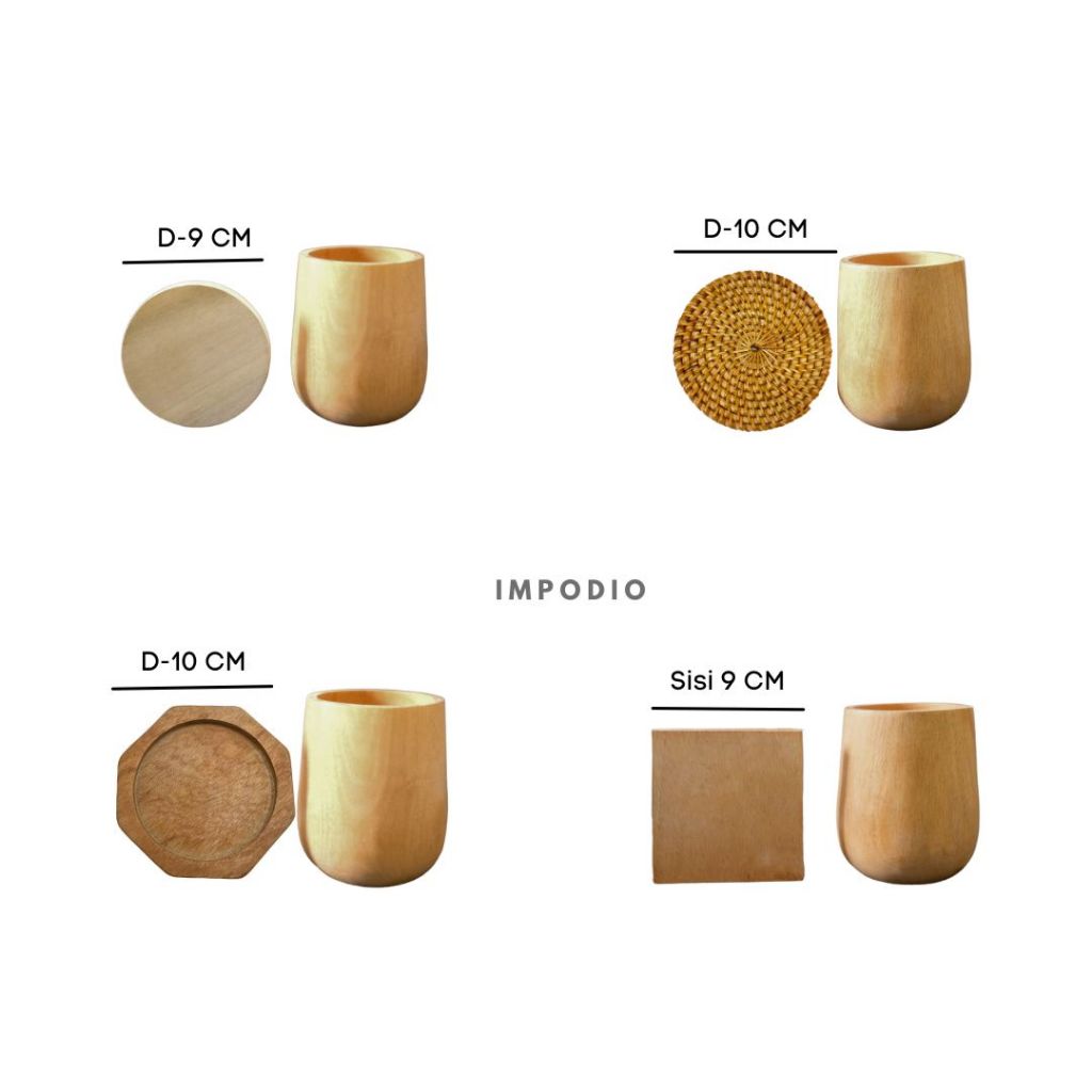 IMPODIO Tatakan Gelas kayu coaster - props foto
