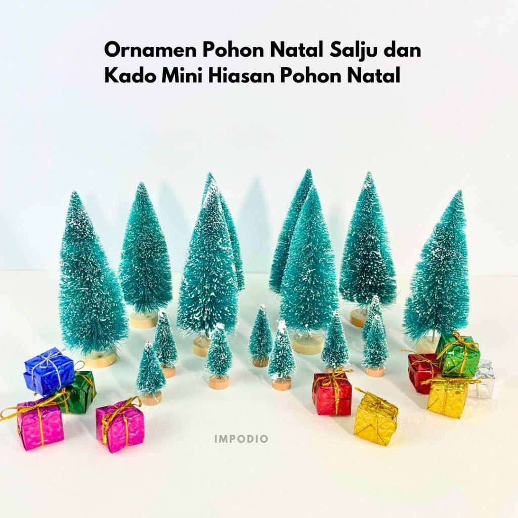 IMPODIO Hiasan Pohon Natal Salju & Kado Mini Colorful - Props Christmas Dekorasi Foto Produk