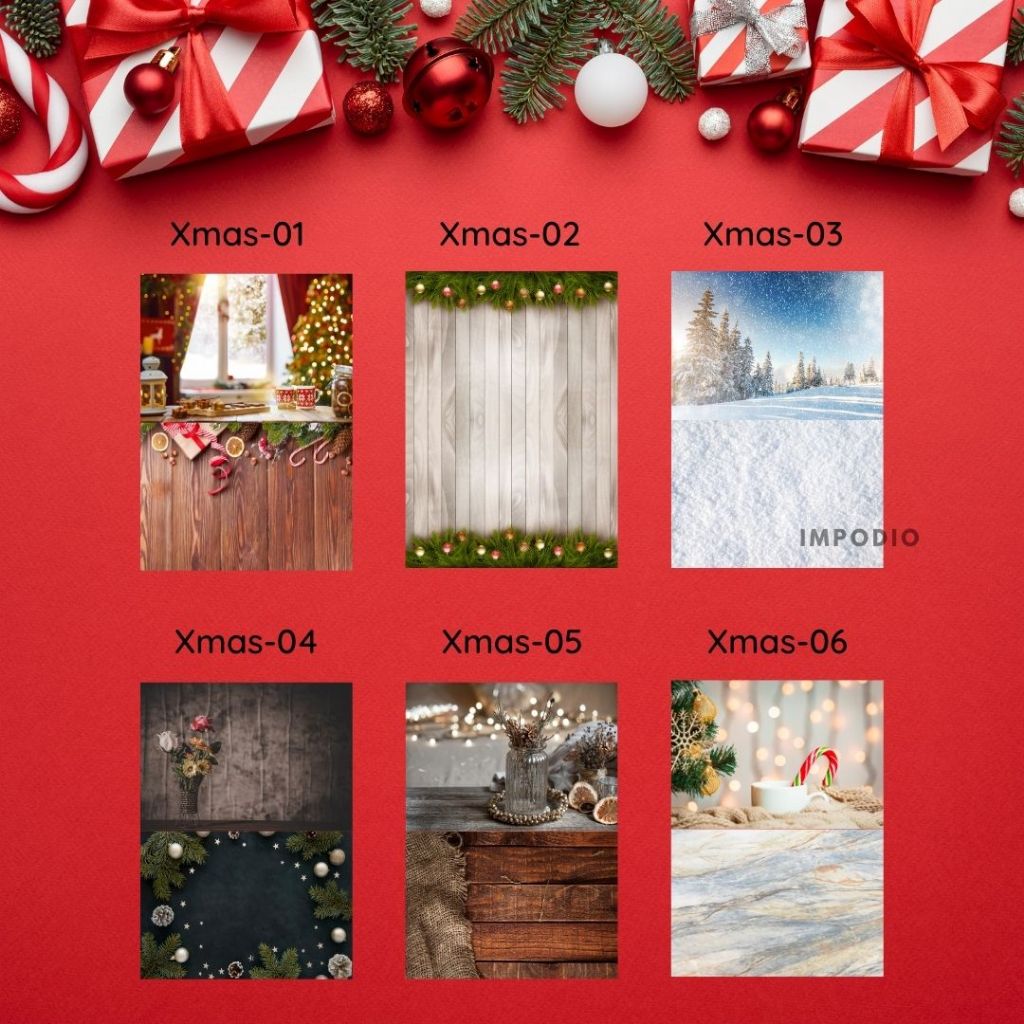 IMPODIO Alas Foto Lipat Motif Christmas Natal 01-06 - Background foto waterproof