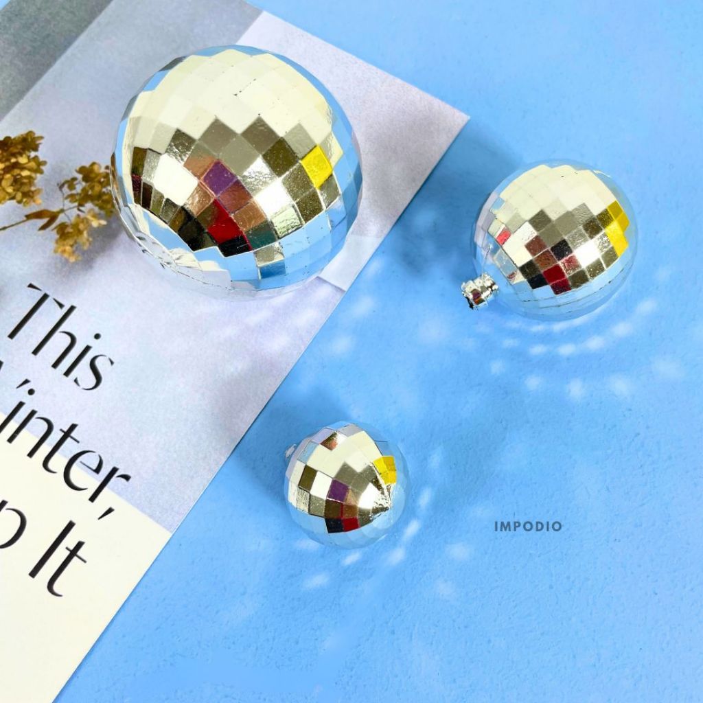 IMPODIO Set 3 PCS Disco Ball Hiasan Natal – Props Christmas Dekorasi Foto Produk