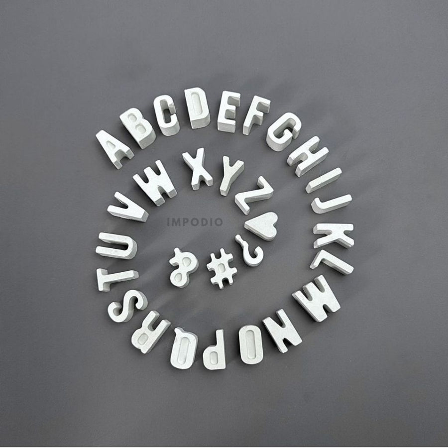 IMPODIO Dekorasi Huruf Alphabet Concerete Satuan – Custom Nama, Desain