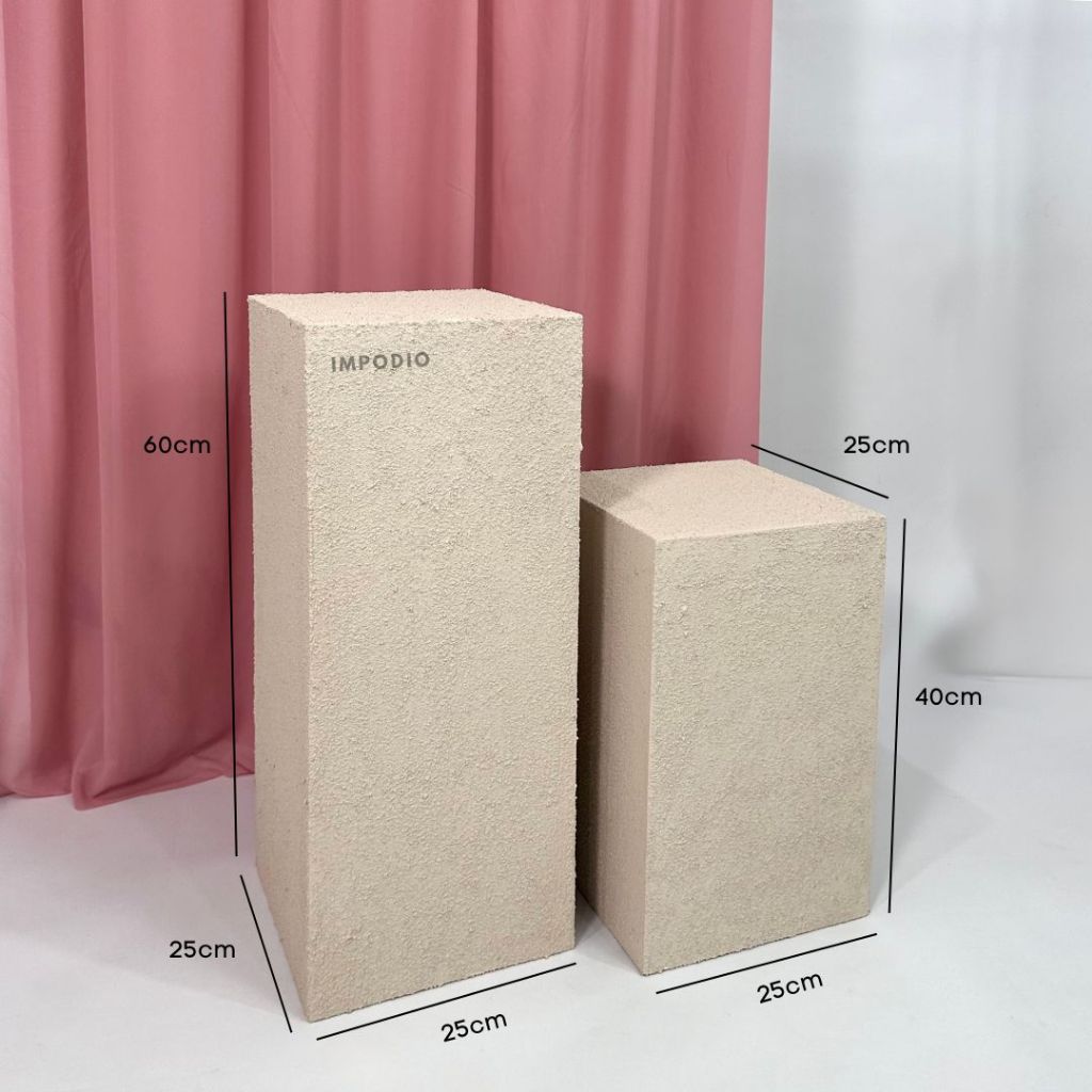 Textured Podium kotak display product ukuran 25 x 25cm - tinggi 40cm sampai 100cm - Props Foto Studio Display Produk IMPODIO