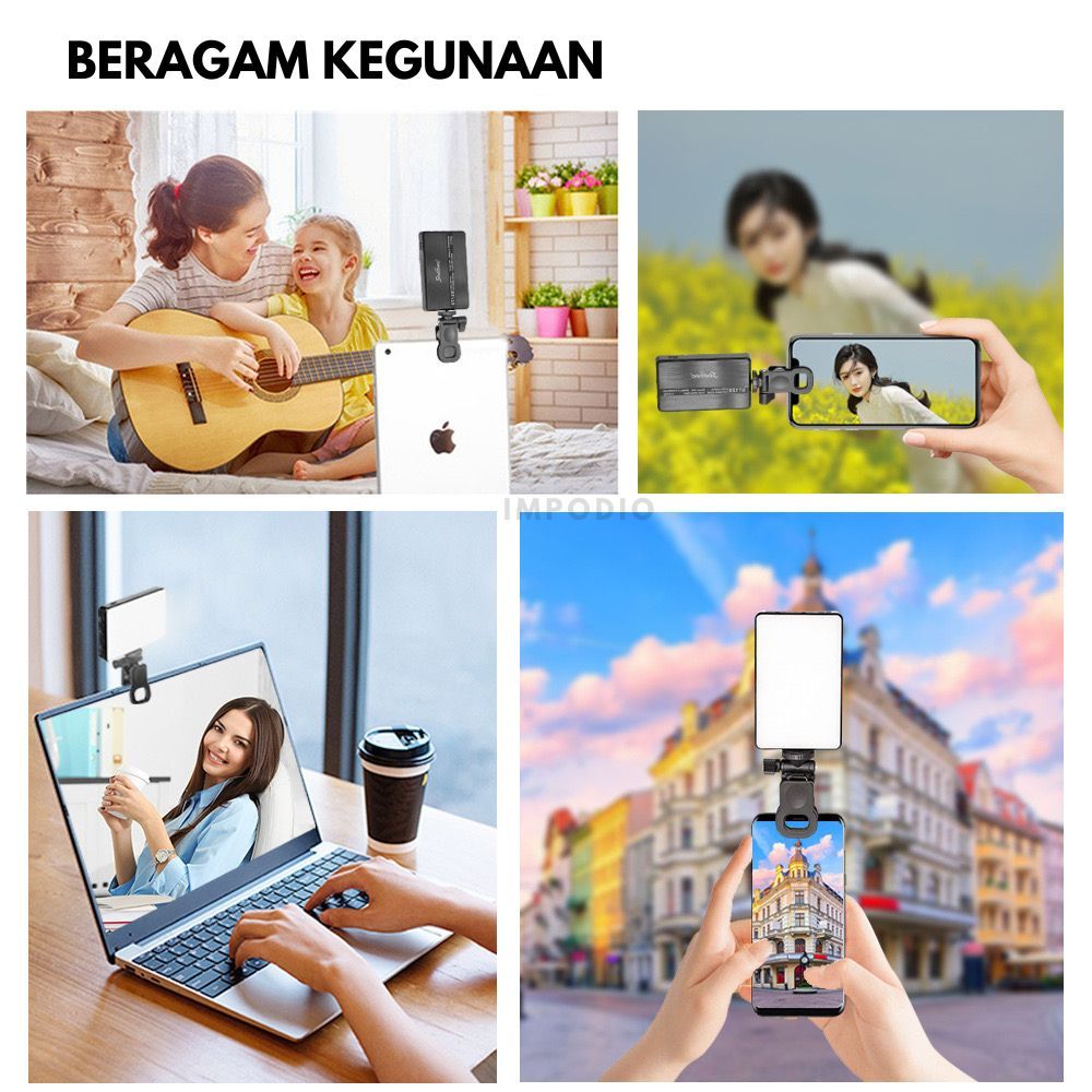 IMPODIO LED Lampu kamera Rechargeable – adjustable 30w Super Terang - dalam penggunaan