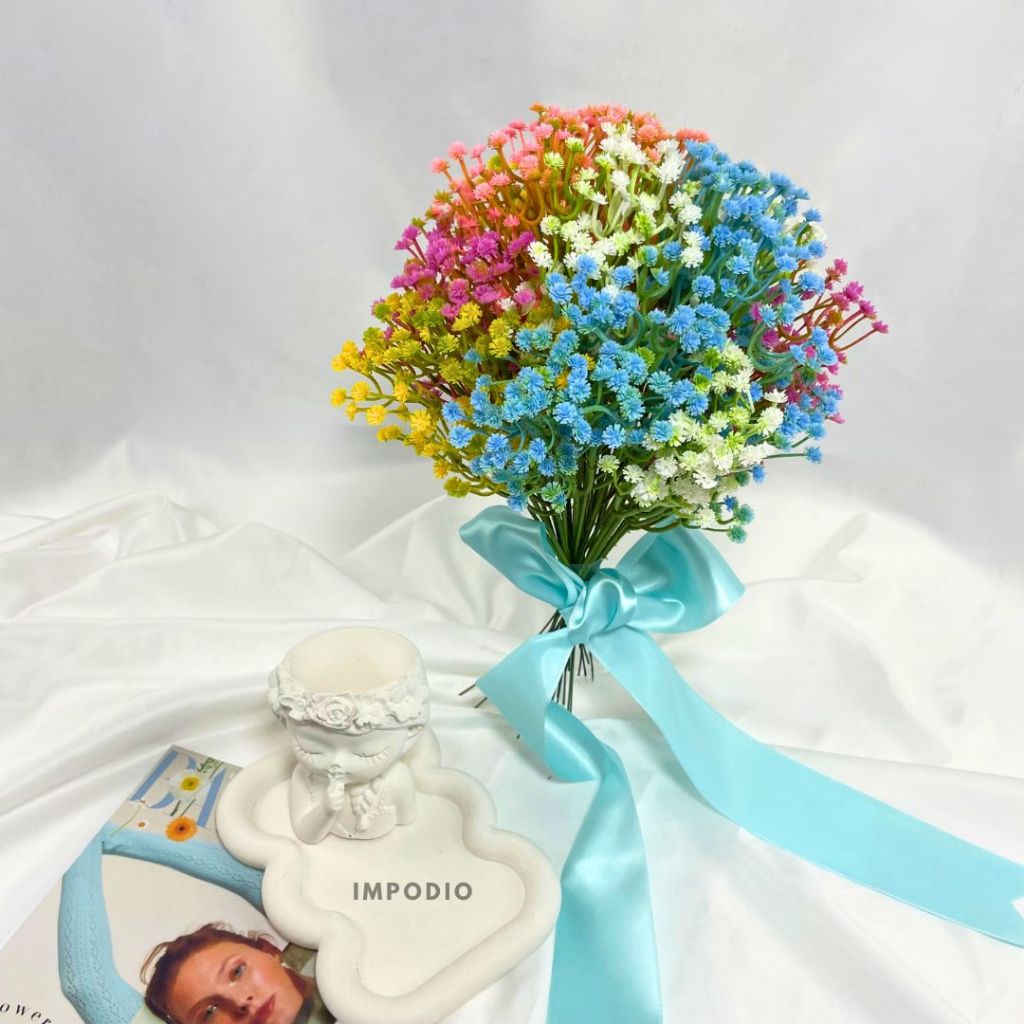 IMPODIO artificial baby breath flowers vase - Properti props foto