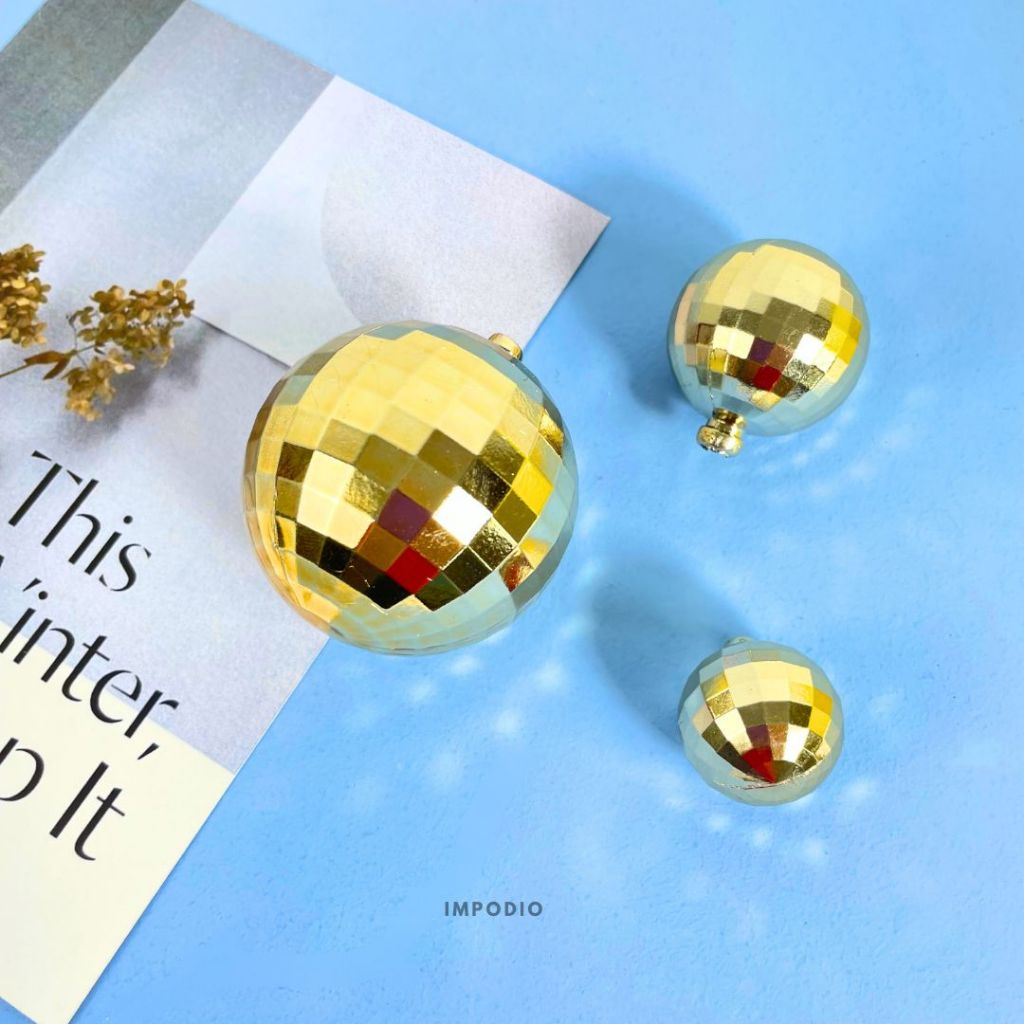 IMPODIO Set 3 PCS Disco Ball Hiasan Natal – Props Christmas Dekorasi Foto Produk