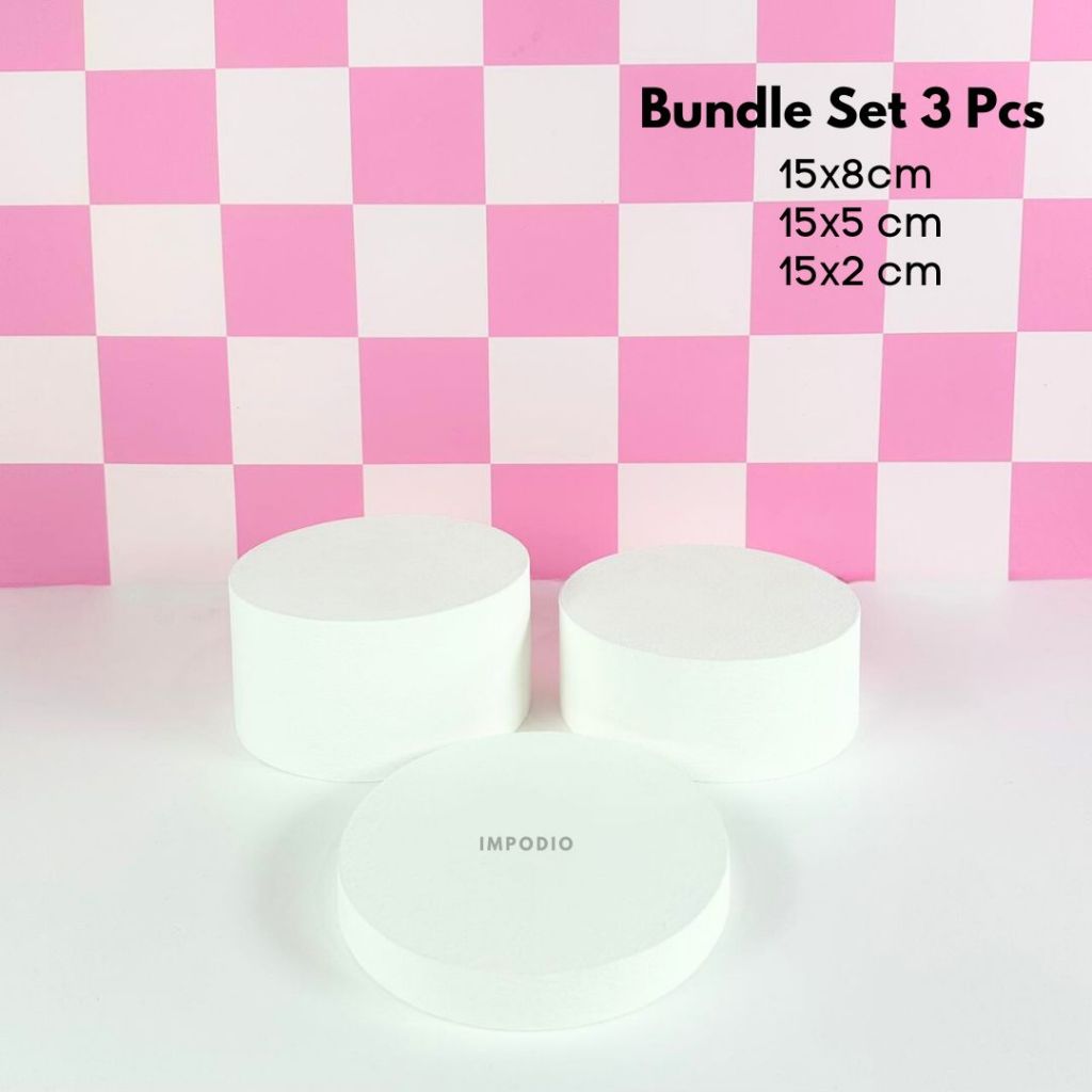 IMPODIO Bundle Set 3pcs Geometry Lingkaran 15 cm Display produk - Props Properti Foto - Podium Leveling bulat round photo