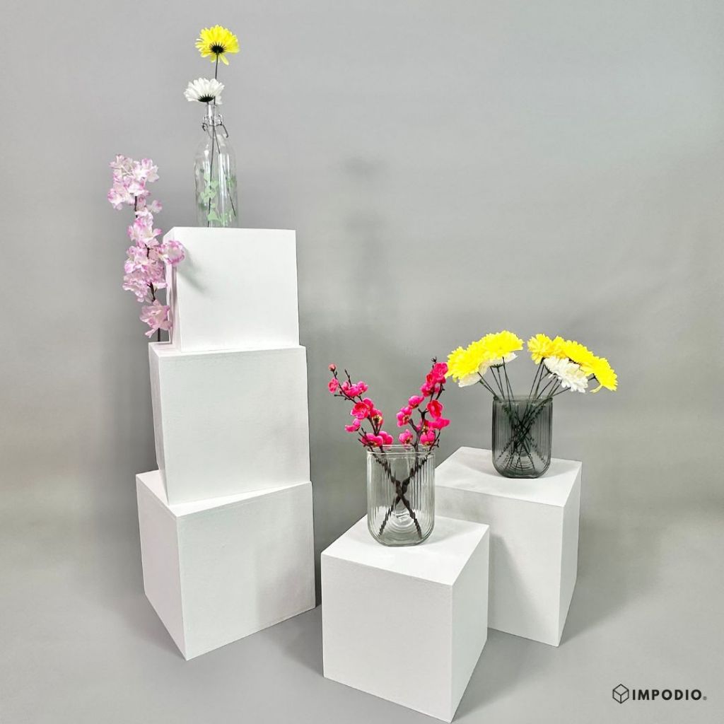 IMPODIO Podium Display Produk Kotak Kayu 2 Ukuran (30x30x30 cm & 25x25x25 cm) - Properti Photo Studio kubus kotak leveling