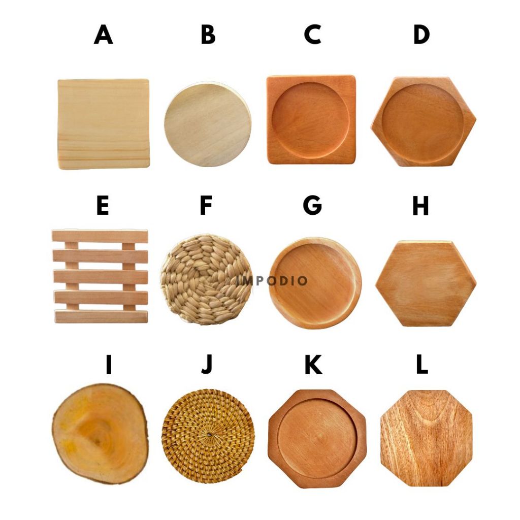 IMPODIO Tatakan Gelas kayu coaster - props foto