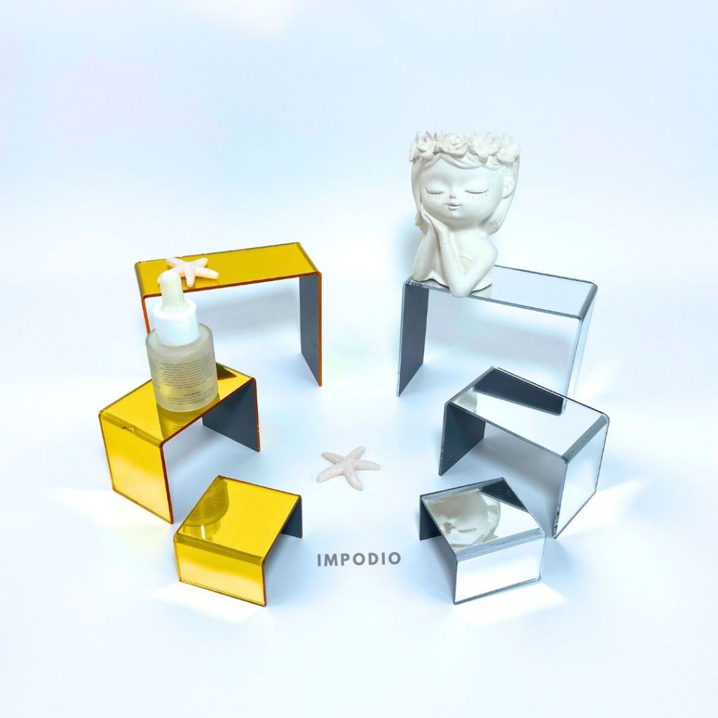 IMPODIO Acrylic Set Tangga Mirror 3 Variant Warna - Podium Display Akrilik Foto Produk