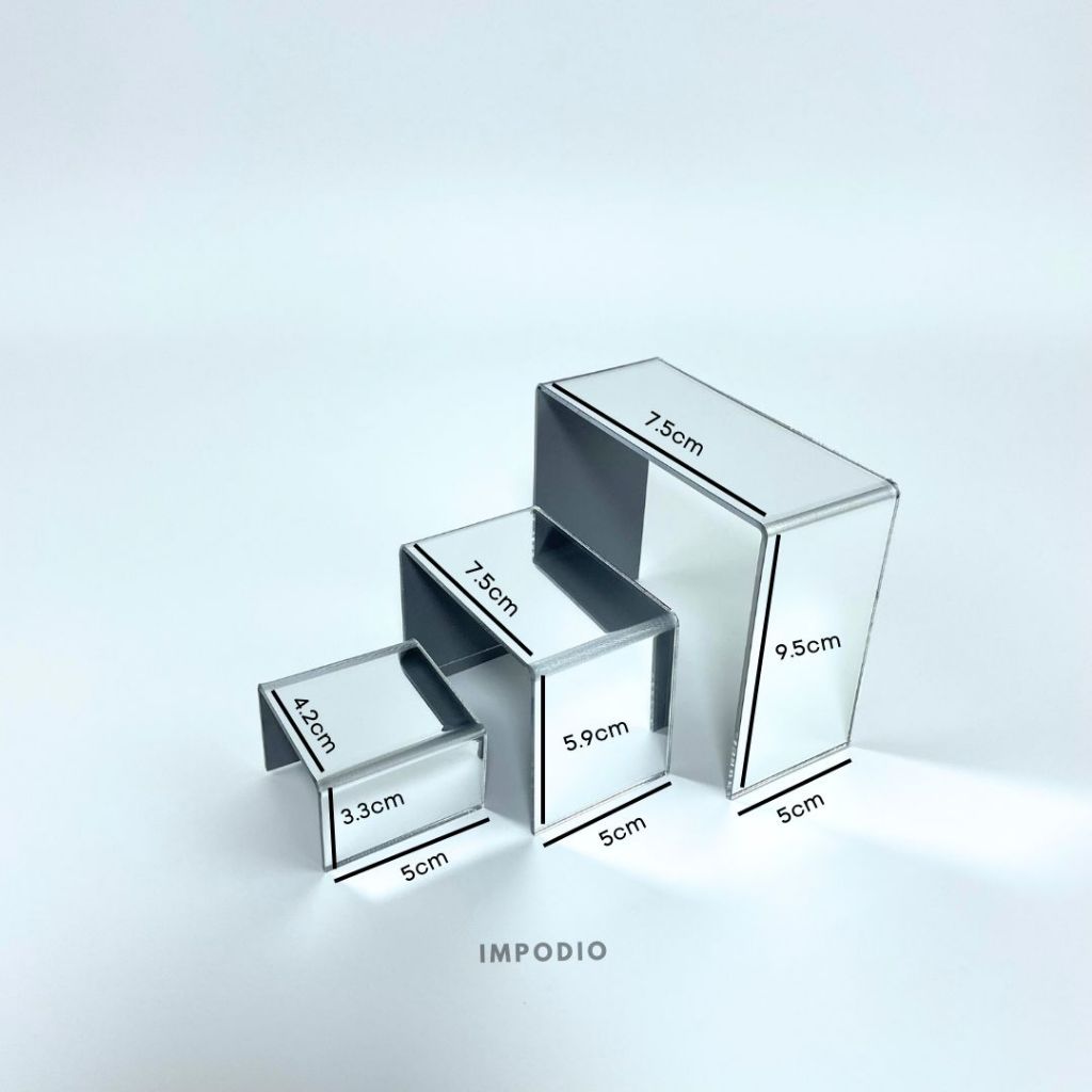 IMPODIO Acrylic Set Tangga Mirror 3 Variant Warna - Podium Display Akrilik Foto Produk