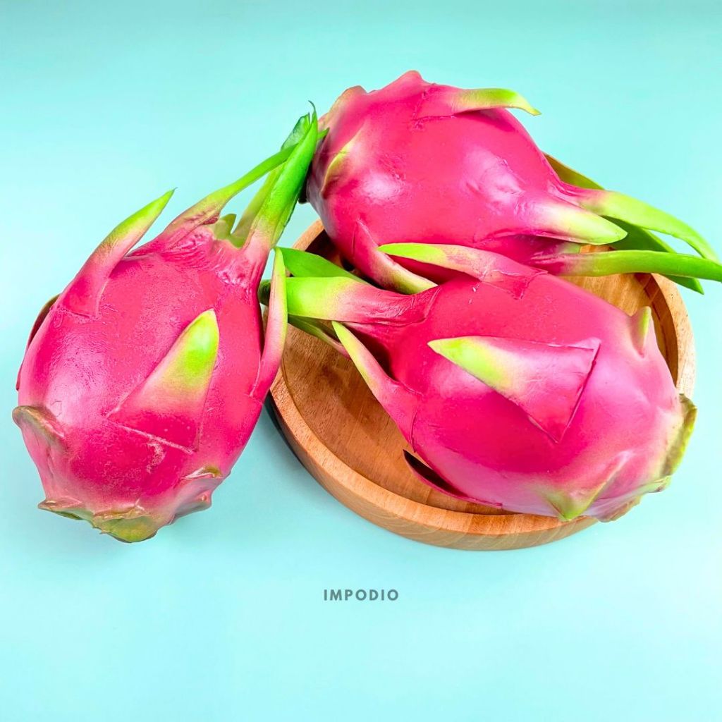 IMPODIO Buah Naga Full Size Artificial Palsu - Properti Foto Produk Dekorasi Makanan
