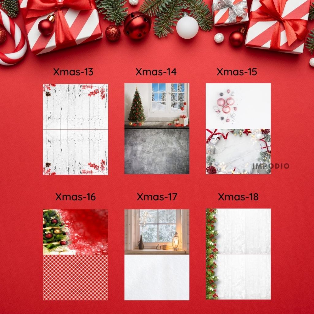 IMPODIO Alas Foto Lipat Motif Christmas Natal 13-18 - Background foto waterproof