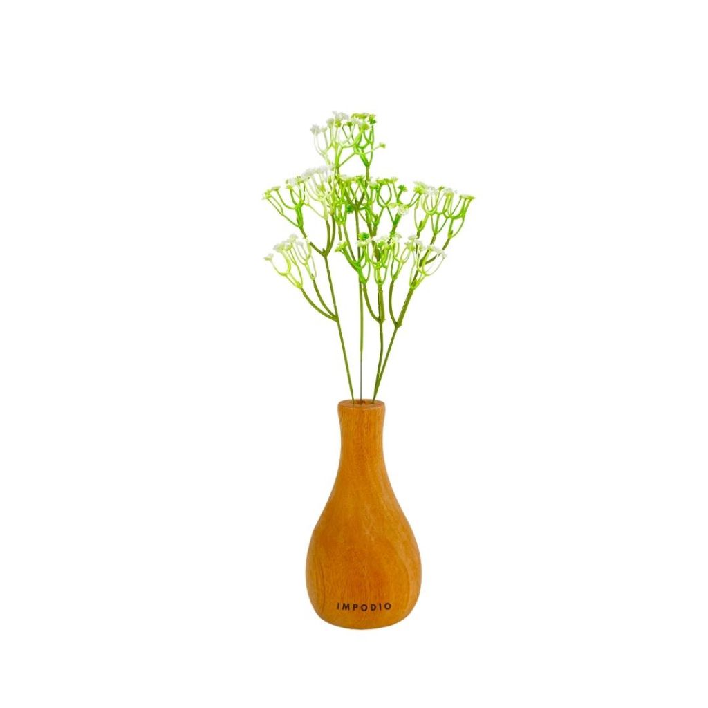 IMPODIO Paket Vas Bunga kayu + artificial baby breath flowers vase