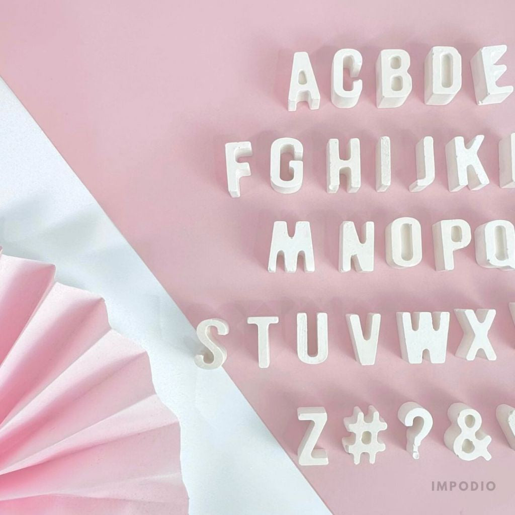 IMPODIO Dekorasi Huruf Alphabet Concerete Satuan – Custom Nama, Desain Unik Sesuai Permintaan