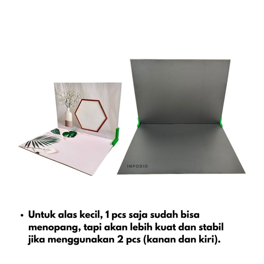 IMPODIO kaki L siku bahan resin microplastic - Invisible penyangga dudukan alasfoto / art board papan background photo