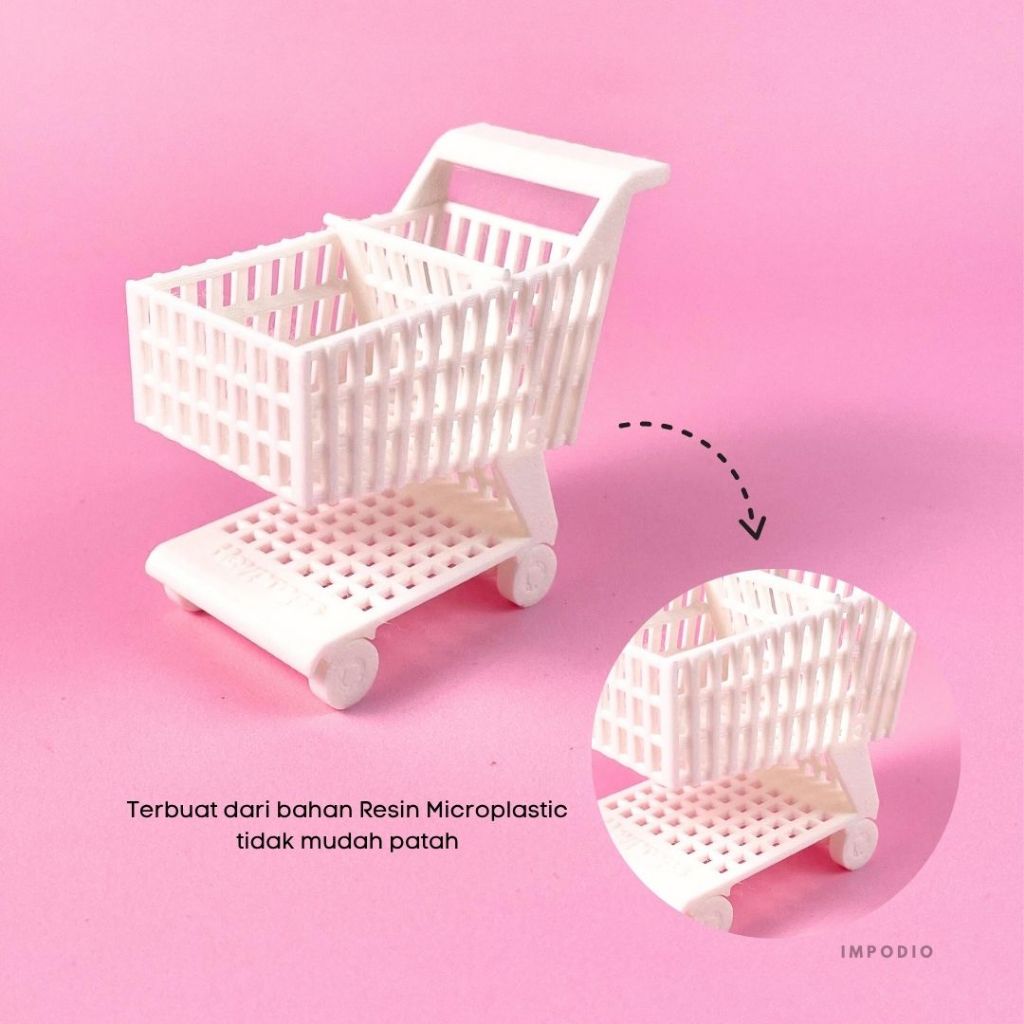 IMPODIO Trolley Mini Keranjang Belanja Supermarket - Miniatur Troli Resin Props Photography