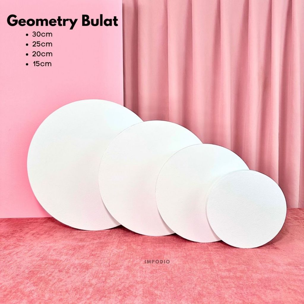IMPODIO Geometry Bulat Ukuran 15 - 30 cm - Podium Circle Leveling Display Props Photography