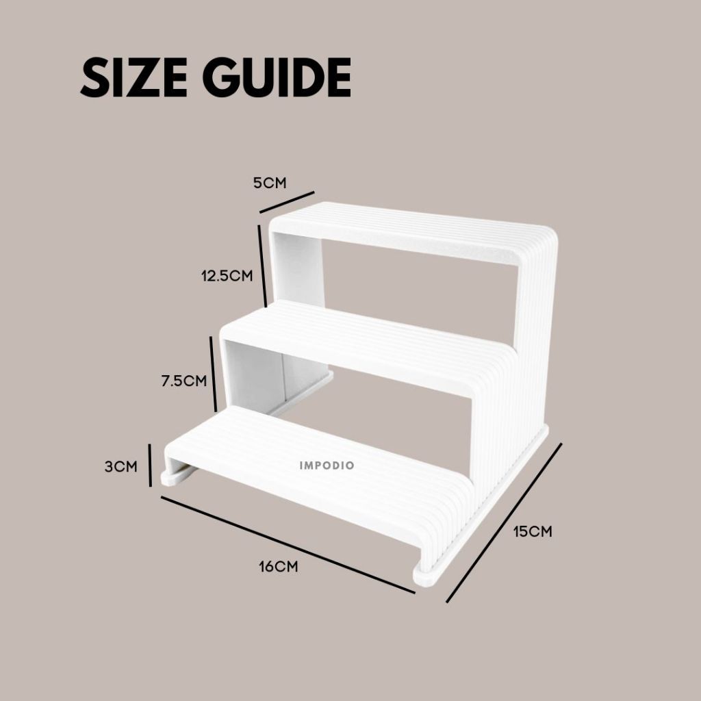 IMPODIO Tangga Display 3 Tingkat Bahan Resin thermoplastic - Rak Pajangan Miniatur / Koleksi / Action figure