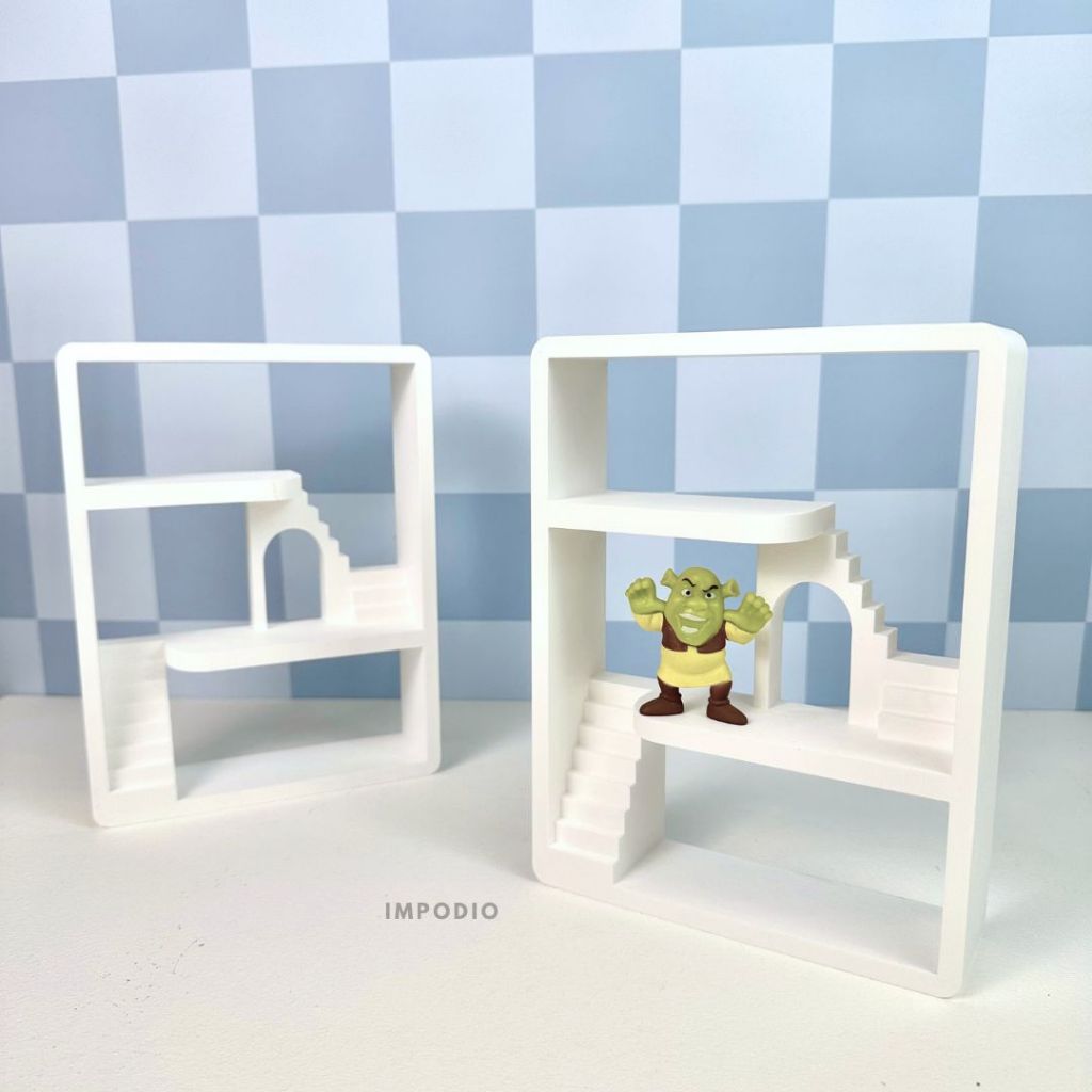 IMPODIO Rumah Miniatur Mini Bertingkat - Miniature House Room Doll House Minimalist Dekorasi Props Foto Produk