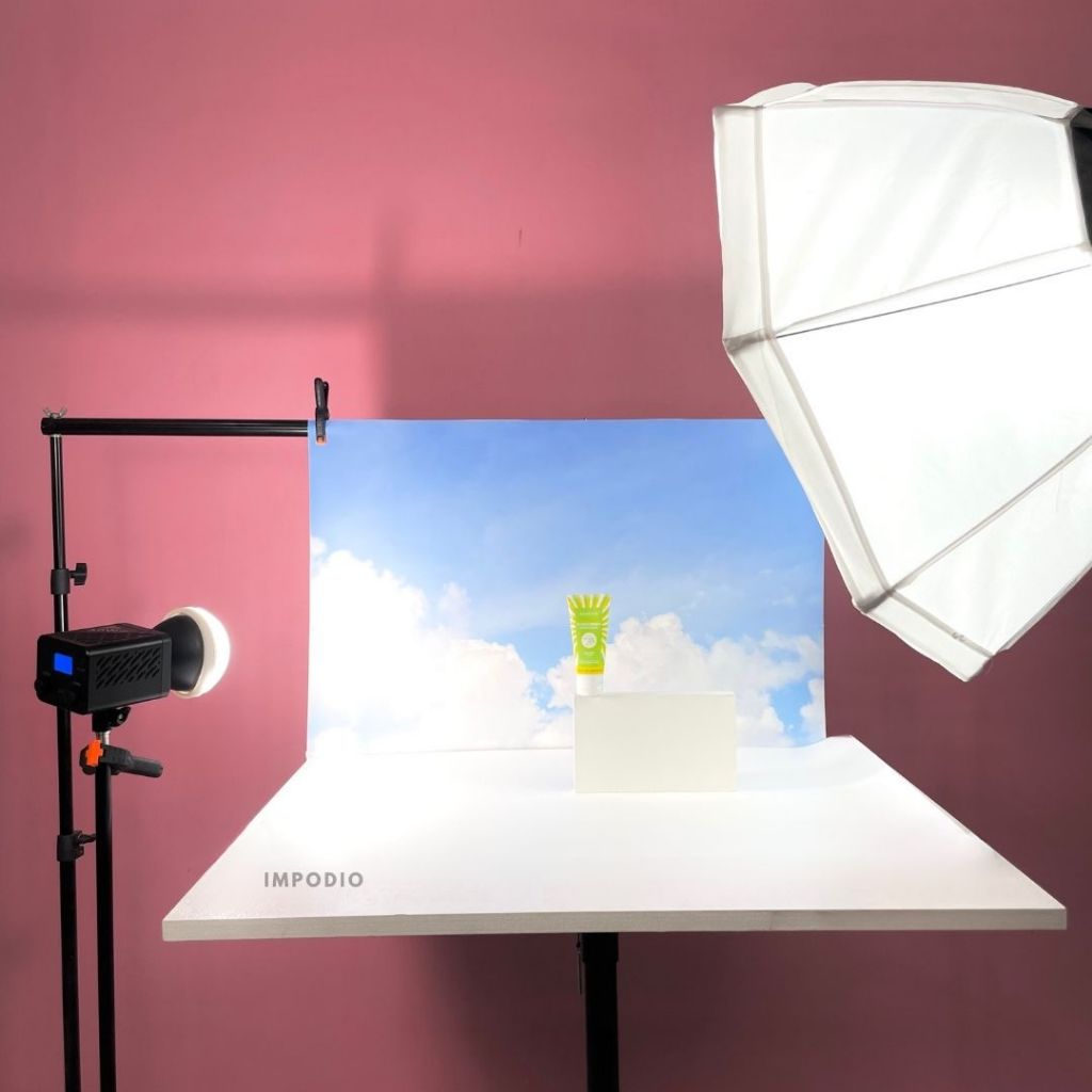 IMPODIO Background Paper Motif Awan Sky Ukuran 50 x 70 cm - Blue Cloud Latar Belakang Aesthetic Alas Fotografi Backdrop Produk