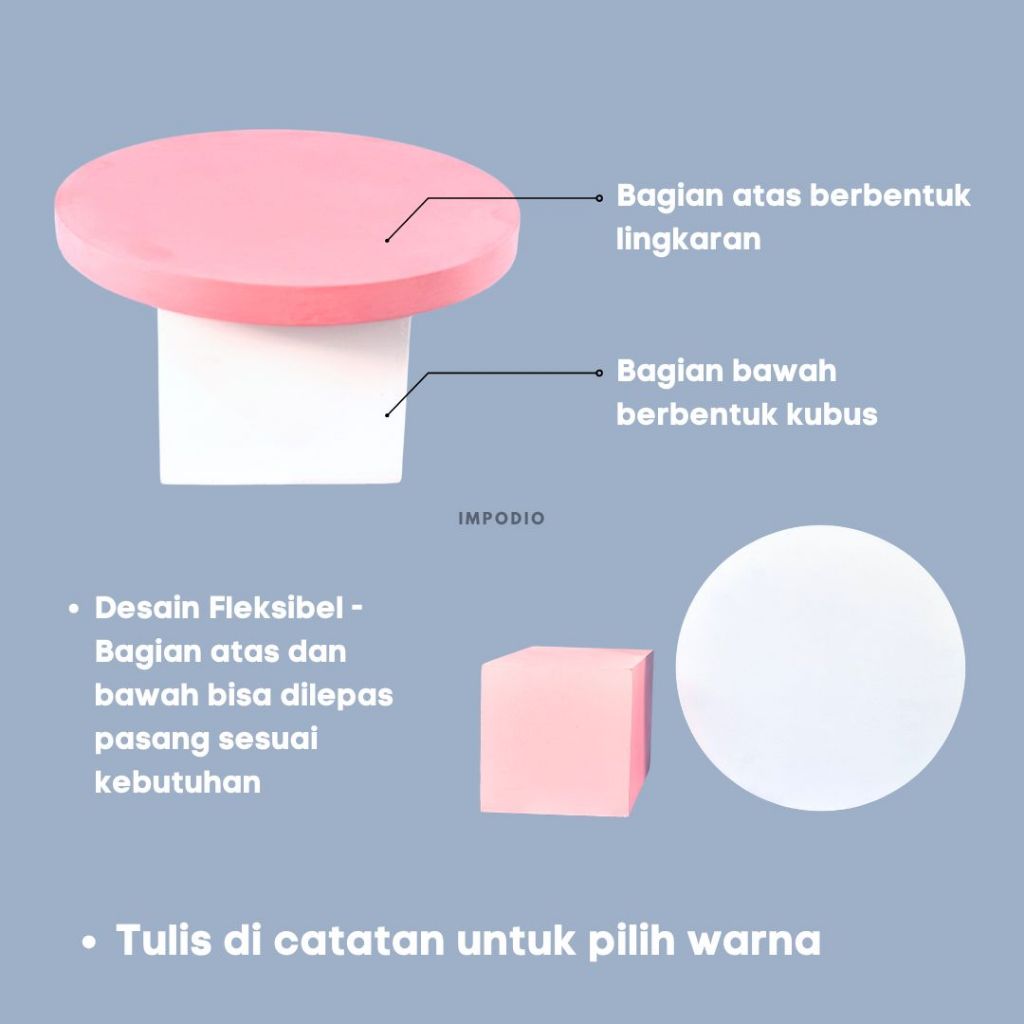 IMPODIO Podium meja display produk serbaguna warna warni - Podium Leveling Photography