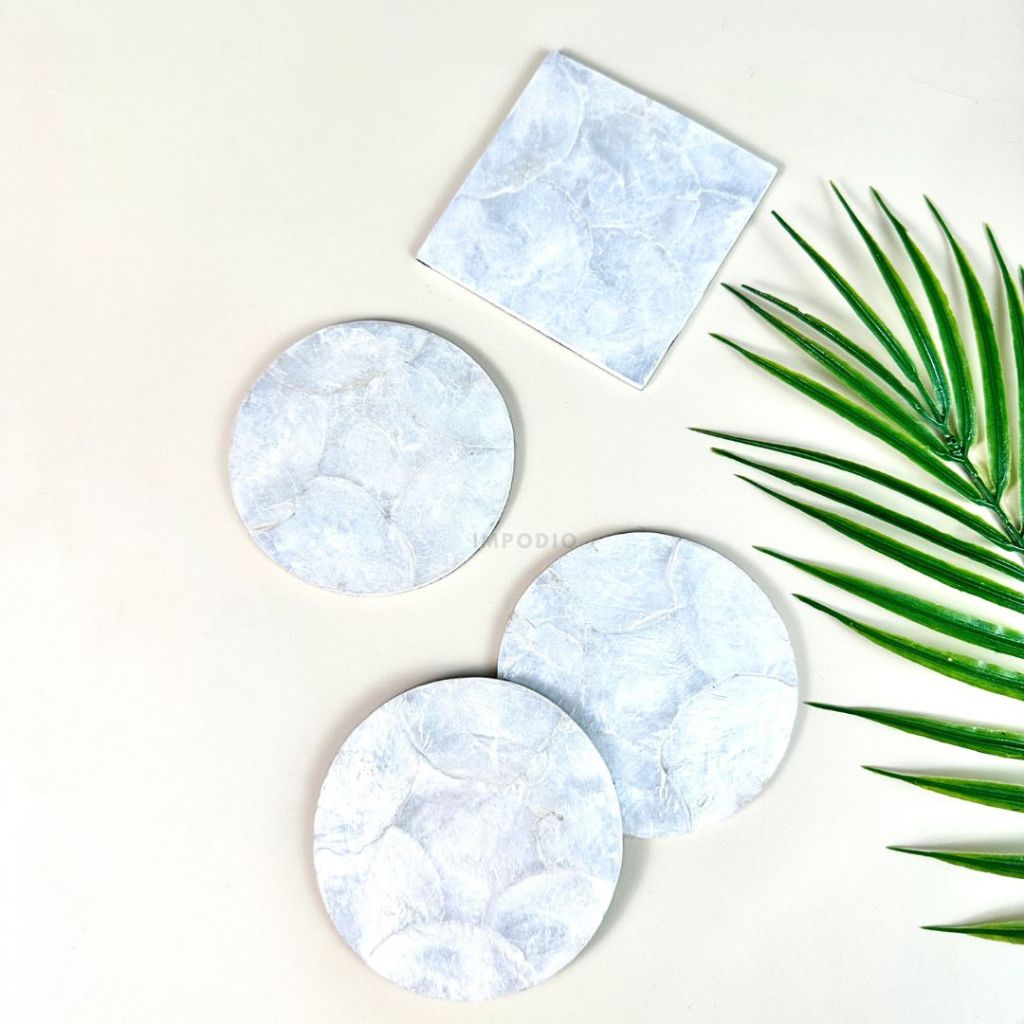 IMPODIO Coaster Kulit Kerang Tatakan Aksesoris Serbaguna - Props Foto Dekorasi Produk