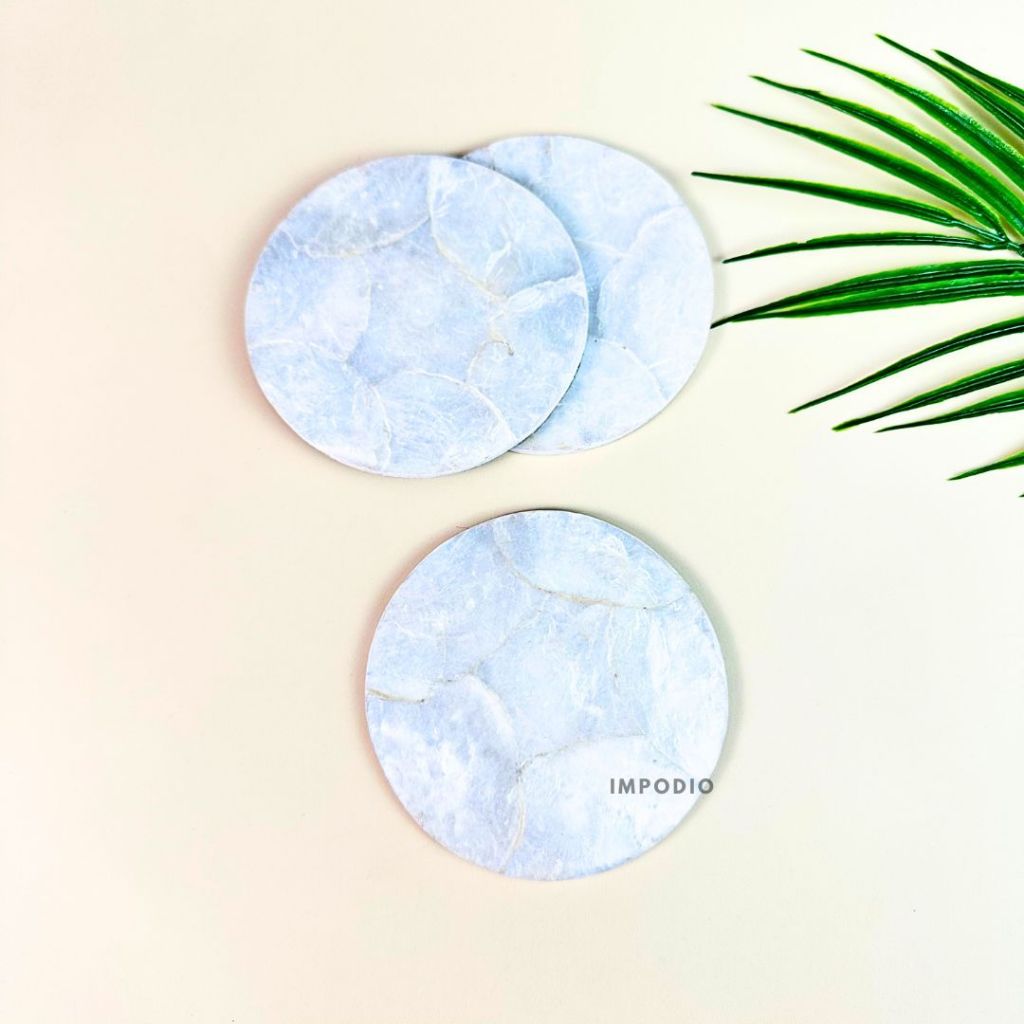 IMPODIO Coaster Kulit Kerang Tatakan Aksesoris Serbaguna - Props Foto Dekorasi Produk