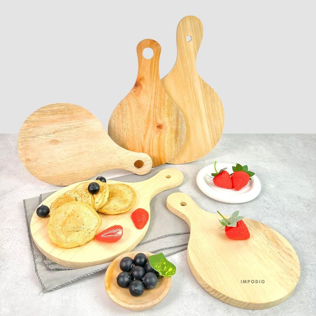 IMPODIO Talenan bulat untuk pizza cutting board diameter 15 dan 18cm piring kayu
