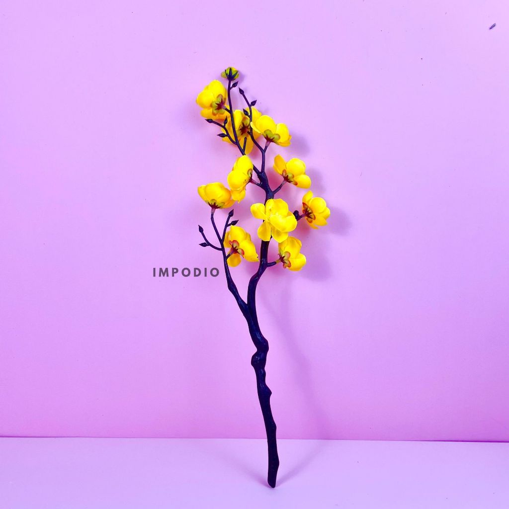 Bunga Sakura Merah IMPODIO Plastik Cherry Blossom Flower Artificial - Dekorasi Imlek