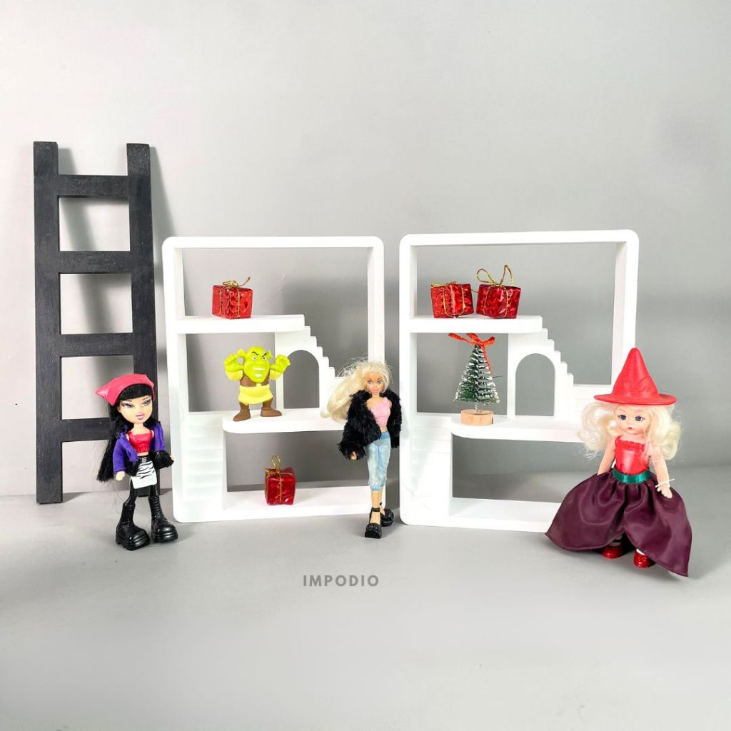 IMPODIO Rumah Miniatur Mini Bertingkat - Miniature House Room Doll House Minimalist Dekorasi Props Foto Produk