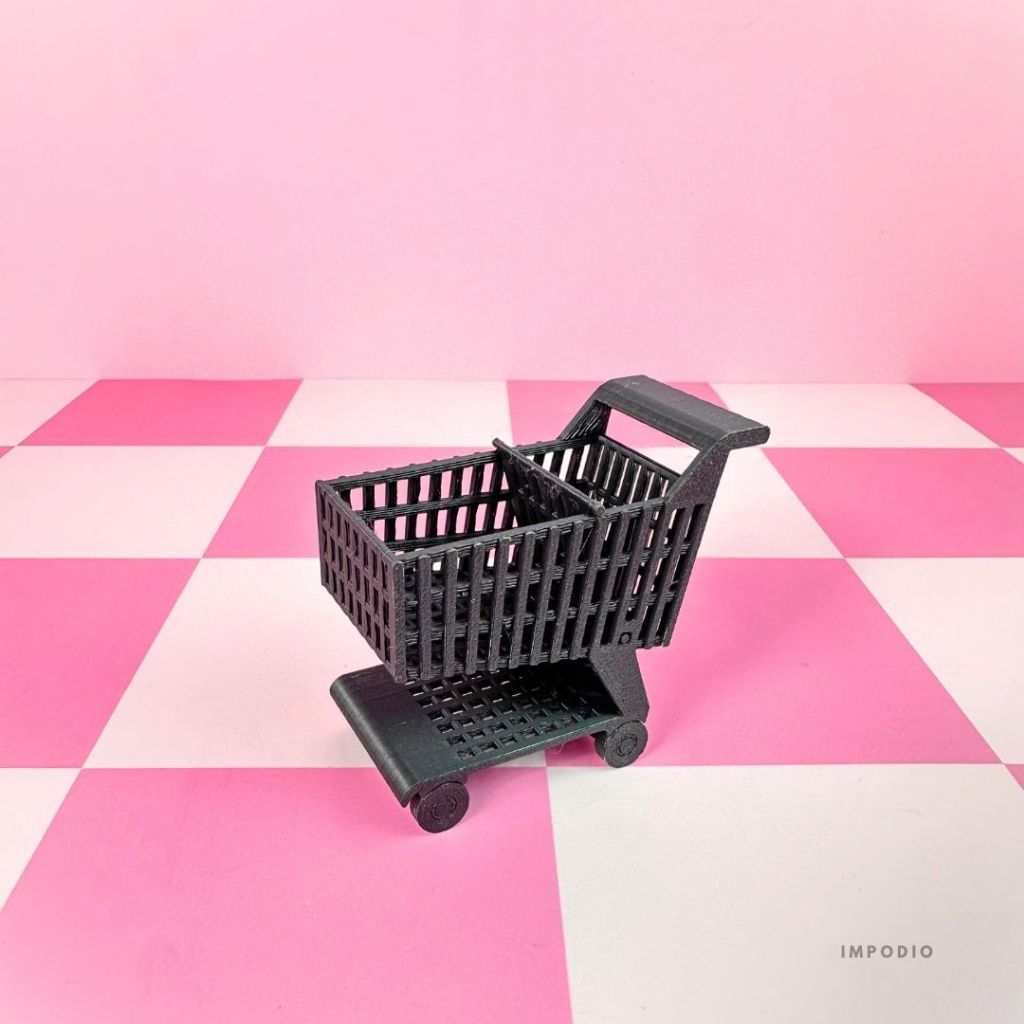 IMPODIO Trolley Mini Keranjang Belanja Supermarket - Miniatur Troli Resin Props Photography