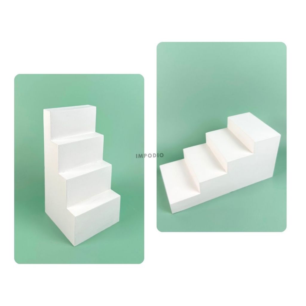 IMPODIO Geometry Tangga Ukuran 10x10x20 cm - Podium Tangga Display Skincare / acc / lainnya Props Photography