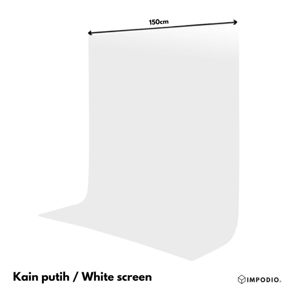 IMPODIO Kain Backdrop Studio PUTIH untuk Fotografi  ukuran 150cm x 200cm