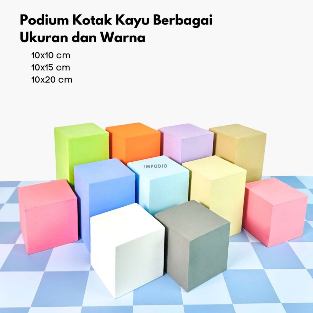 IMPODIO Podium kotak kayu berbagai ukuran dan warna - props foto