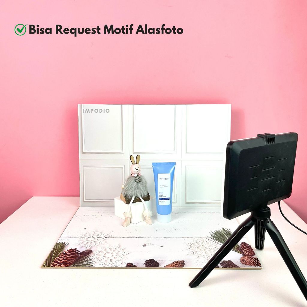 IMPODIO Paket Alasfoto MEDIUM + LED Fill Light -Bundle Kit Fotografi Produk