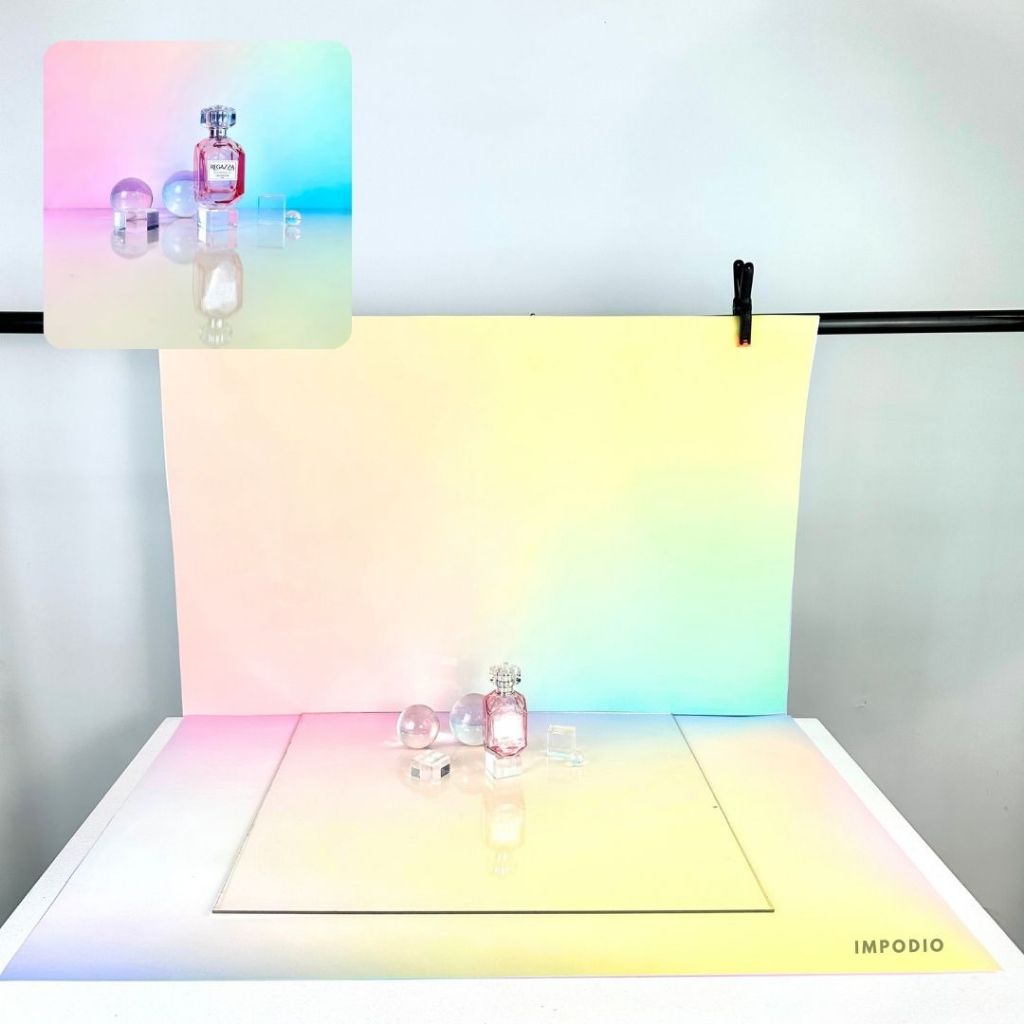 IMPODIO Background Paper Motif Rainbow Ukuran 50 x 70 cm - Latar Belakang Aesthetic Alas Fotografi Backdrop Produk